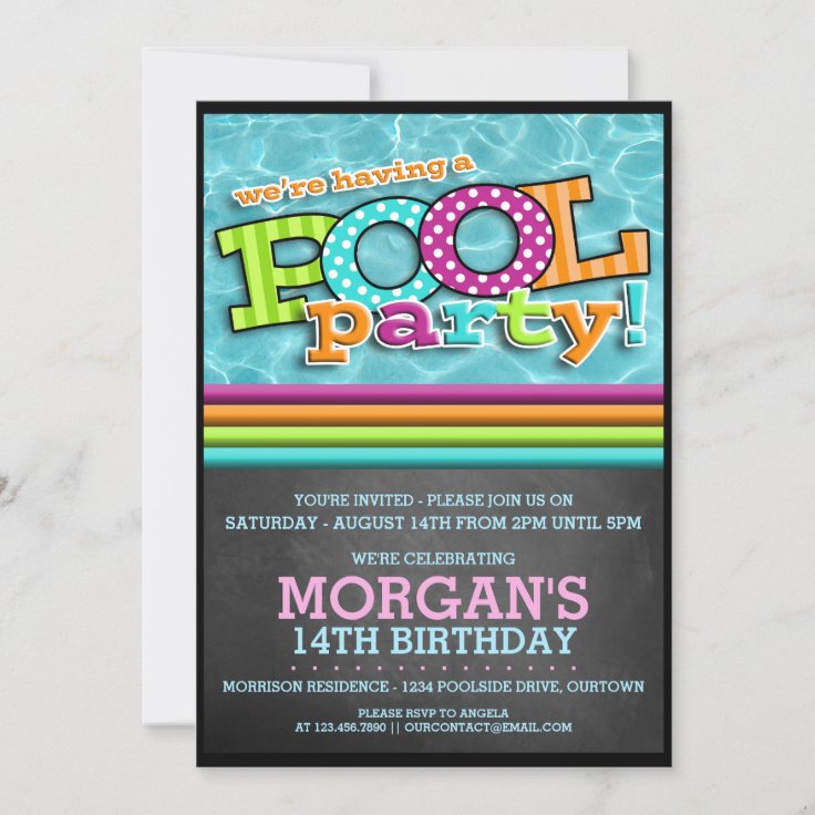 Pool Party Celebration Invitation | Zazzle