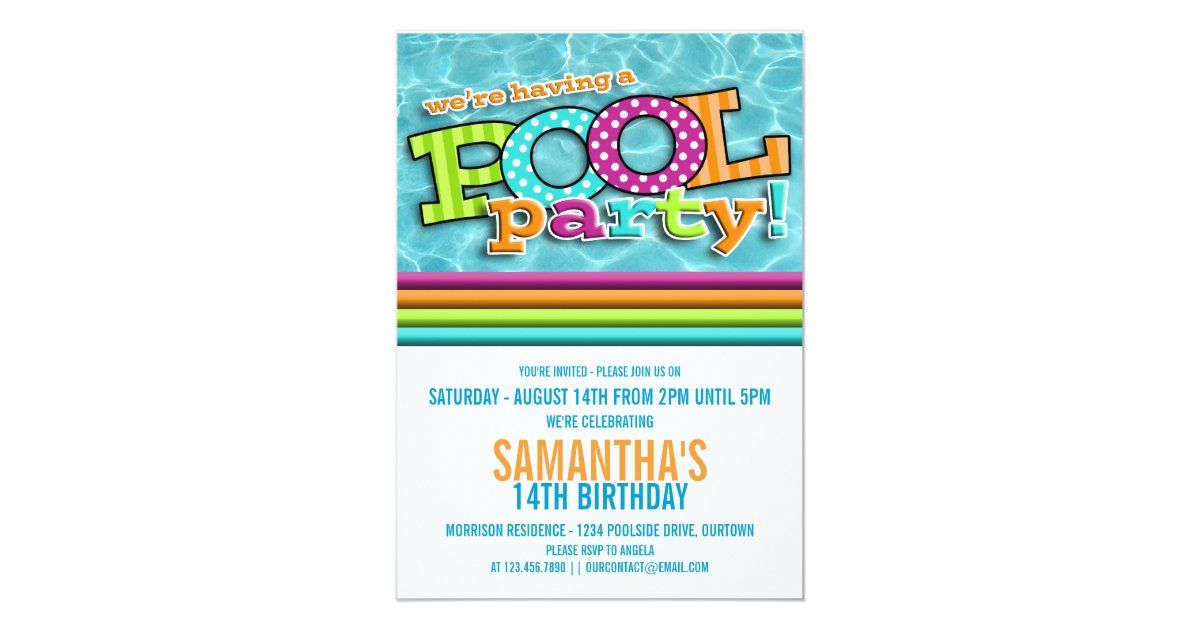 Pool Party Celebration Invitation | Zazzle.com