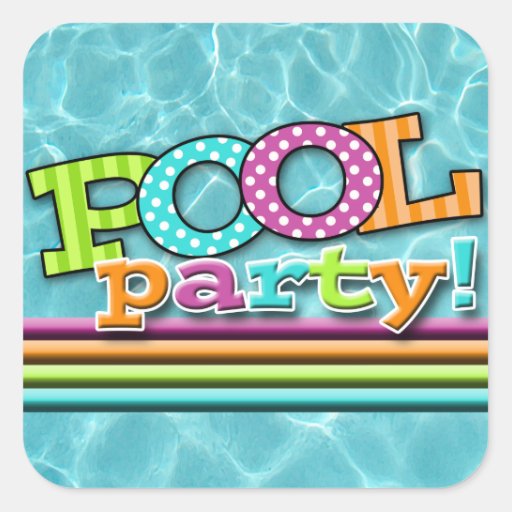 Pool Party Celebration Square Sticker | Zazzle