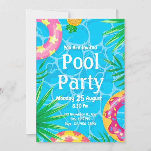 Pool Party Celebration Summer Birthday Invitation (Front)