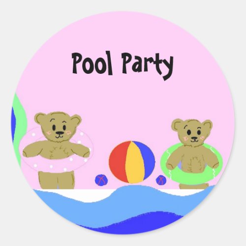 Pool Party Classic Round Sticker