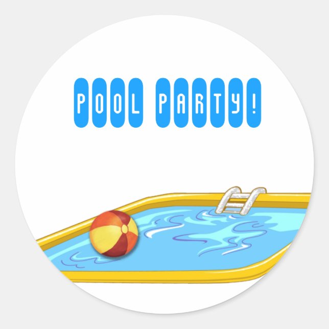 Pool Party! Classic Round Sticker (Front)