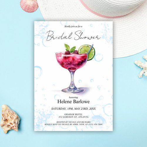 Pool Party Cocktail Bridal Shower  Invitation