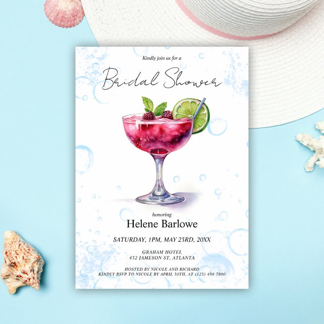 Pool Party Cocktail Bridal Shower  Invitation (Pool Party Cocktail Bridal Shower Invitation)