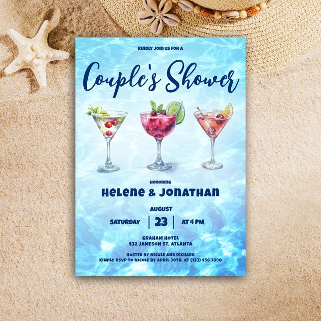 Pool Party Cocktail Couple's Shower  Invitation (Pool Party Cocktail Couple's Shower Invitation)