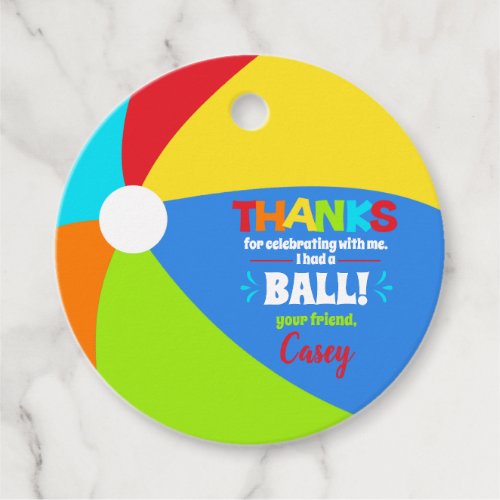 Pool Party Colorful Beach Ball Favor Tags