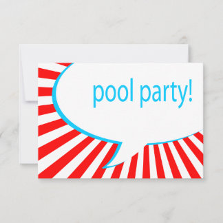 pool party! comic speech bubble invitation