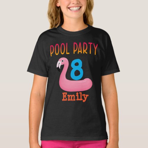 Pool Party Custom Birthday Girl T_Shirt