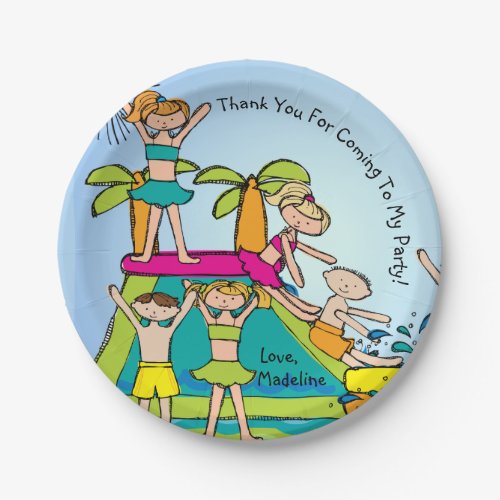 Pool Party Customized Thanks Birthday Paper Plate