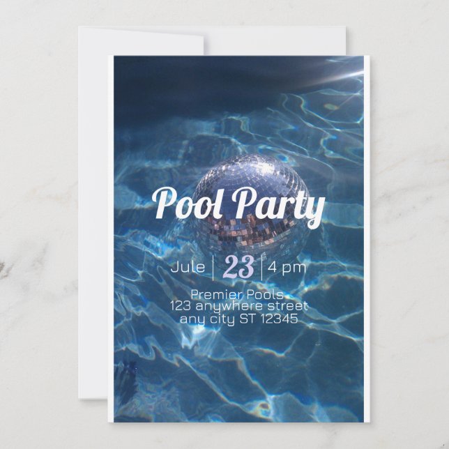 pool party discus player invitation (Front)