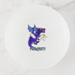 Pool Party Dragon Unicorn Float Shirt Dragon Gifts Trinket Tray