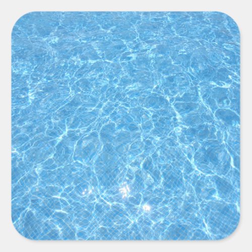 Pool Party Elegant Trendy Blank Blue Water Square Sticker