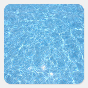Pool Party Elegant Trendy Blank Blue Water Square Sticker