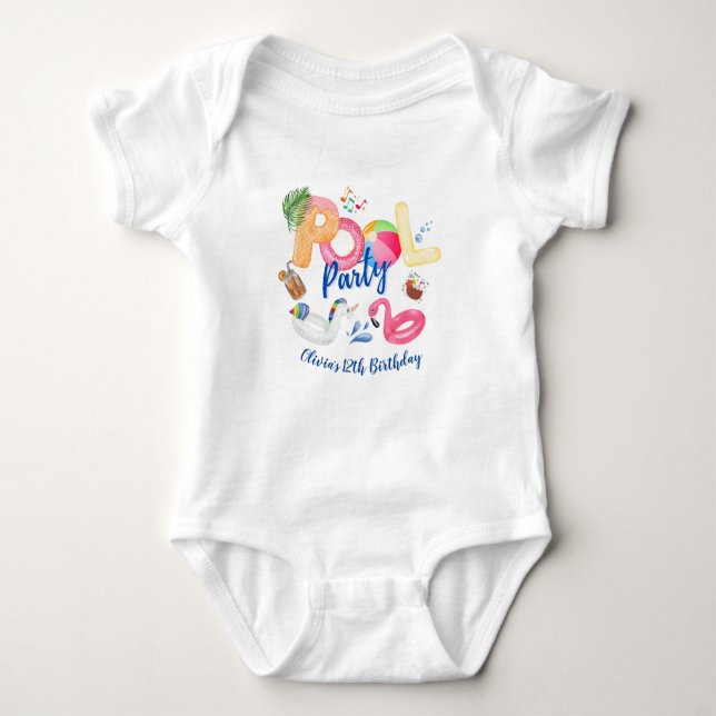 Pool Party Family Matching Baby Bodysuit (Front)