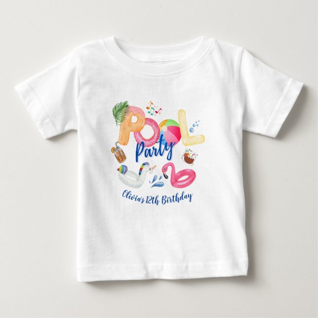 Pool Party Family Matching Baby T-Shirt (Front)