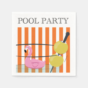 Pool Party Flamingo float Cocktail Napkins