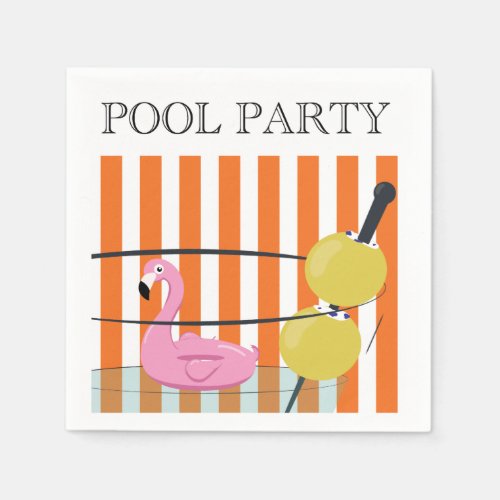 Pool Party Flamingo float Cocktail Napkins