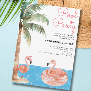 Pool Party Flamingo Invitation