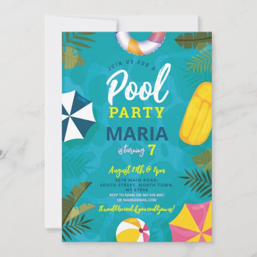 Pool Party Floats Summer Birthday Fun Invite