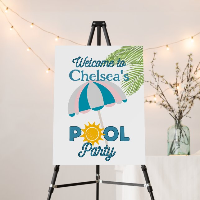 Pool Party Foam Board Welcome Sign (In Situ (Stand))