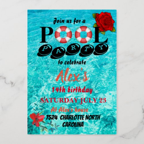 Pool Party Foil Invitation