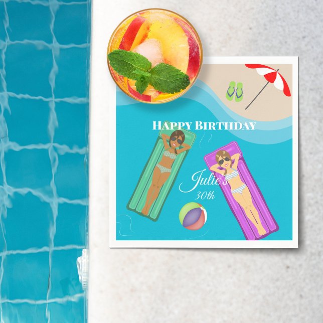 Pool Party for 30th Birthday Napkins (Creator Uploaded)