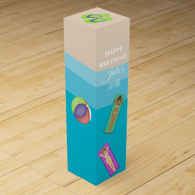 Pool Party for 30th Birthday Wine Box (Front)