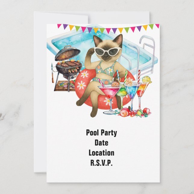 Pool Party for Cat Lovers  Invitation (Front)