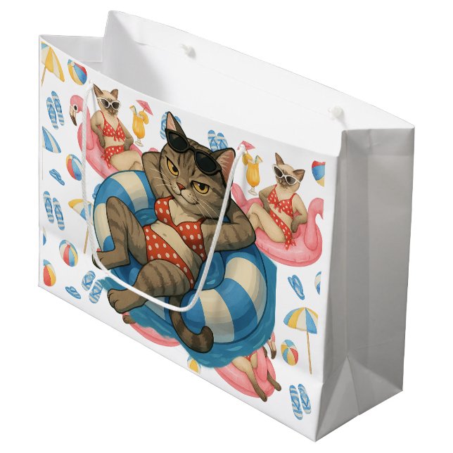 Pool Party for Siamese Cat lovers  Large Gift Bag (Front Angled)