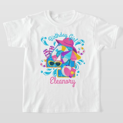 Pool Party Fourth Birthday Summer T_Shirt