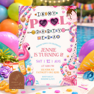 Pool Party Friendship Bracelet Birthday Invitation