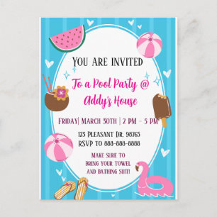 Pool Party Fun! Birthday Pool Party! Holiday Postcard