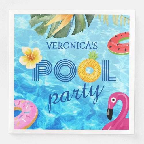 Pool Party Fun Birthday Summer Water Swimming  Paper Dinner Napkins