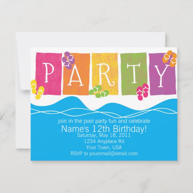 Pool Party Fun Invitation (Front)