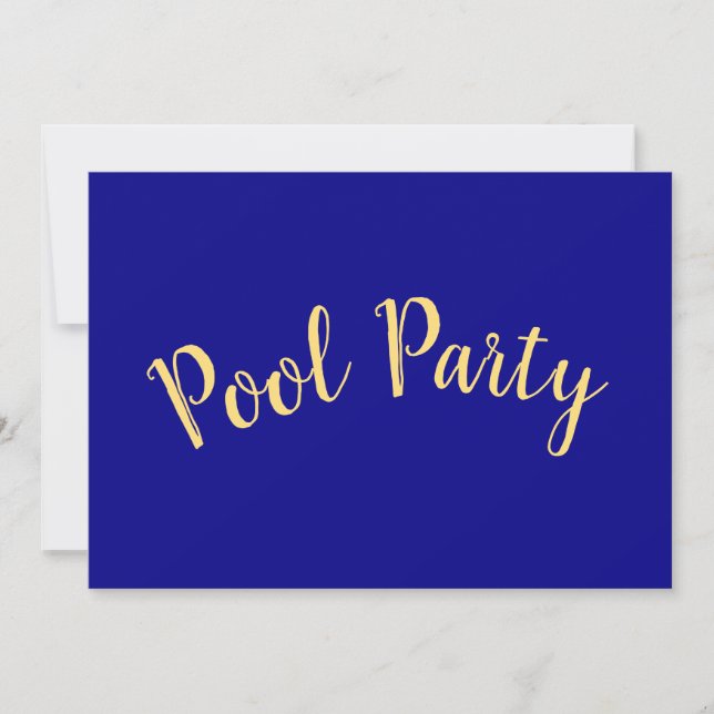 POOL PARTY Fun Text Modern Navy Blue Background (Front)