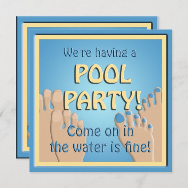 Pool Party  Funny Feet Invitation (Front/Back)