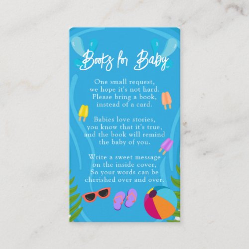 Pool Party Gender Neutral Books for Baby Shower Enclosure Card