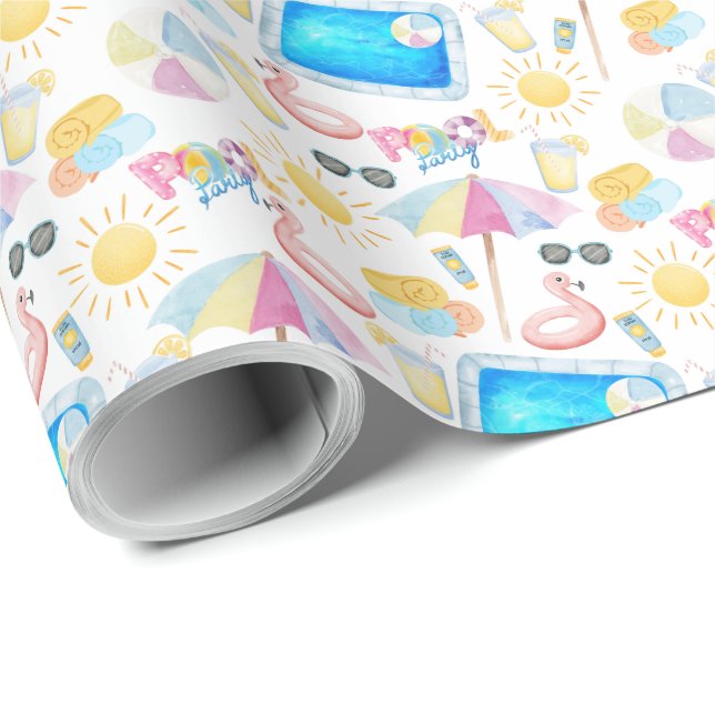 Pool Party Gift Wrapping Paper (Roll Corner)