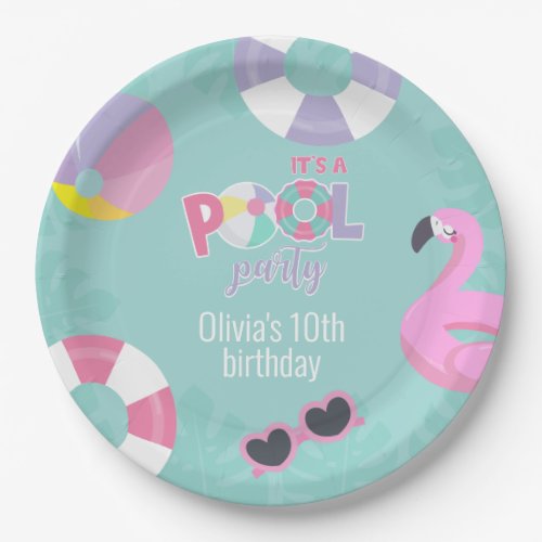 Pool party Girl Birthday Paper Plate