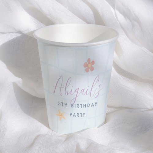 Pool Party Girl Birthday Party Paper Cups