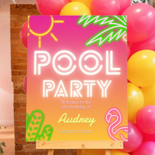Pool Party Girl Birthday Welcome Sign