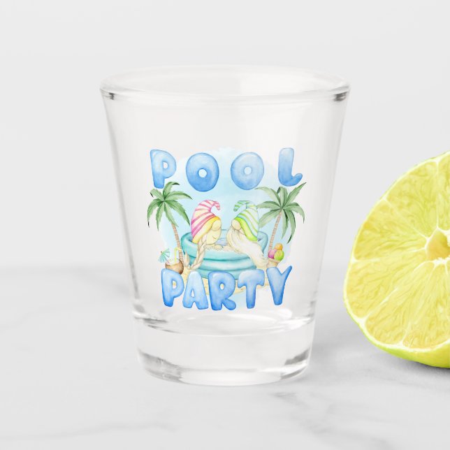 Pool Party Gnomes Shot Glass (Front)