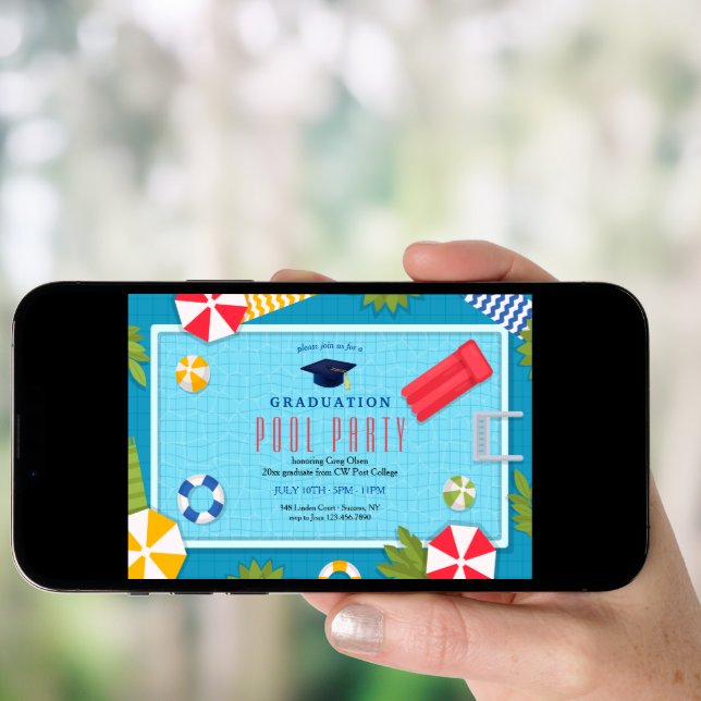Pool Party Graduation Invitation (Front Digital)