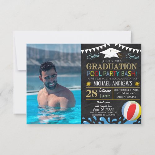 Pool Party Graduation Invitation