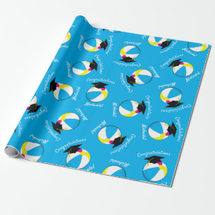 Pool Party Graduation Party Beach Ball Wrapping Paper