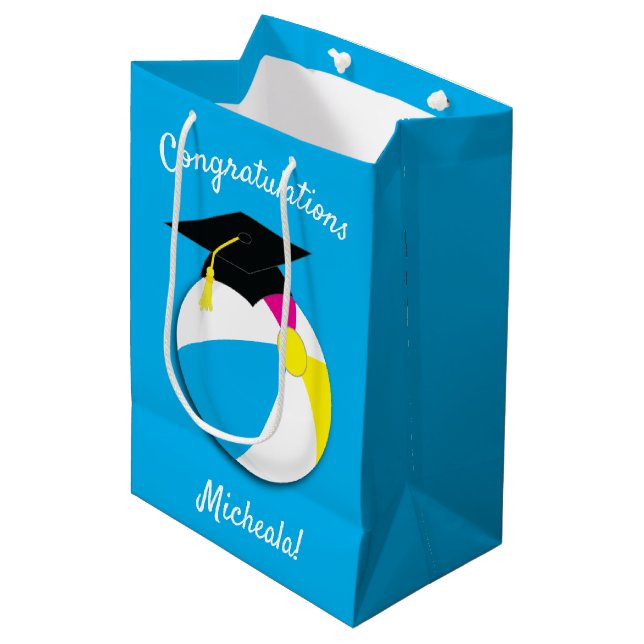 Pool Party Graduation Party Medium Gift Bag (Front Angled)