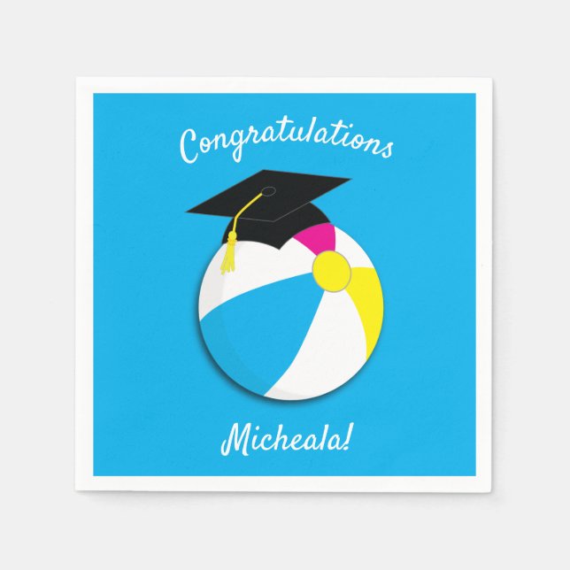Pool Party Graduation Party Napkins (Front)