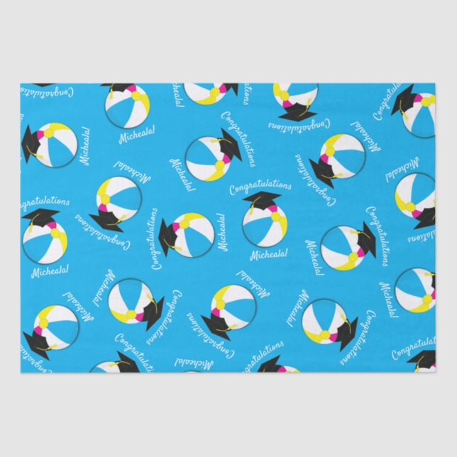 Pool Party Graduation Party Tissue Paper (Front)