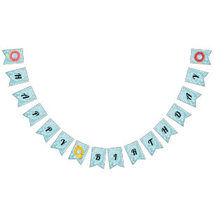 Pool Party Happy Birthday Bunting Flags