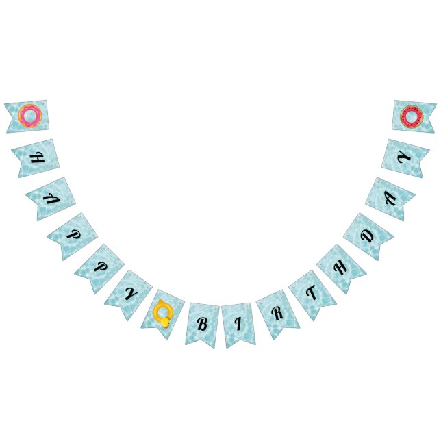 Pool Party Happy Birthday  Bunting Flags (All)